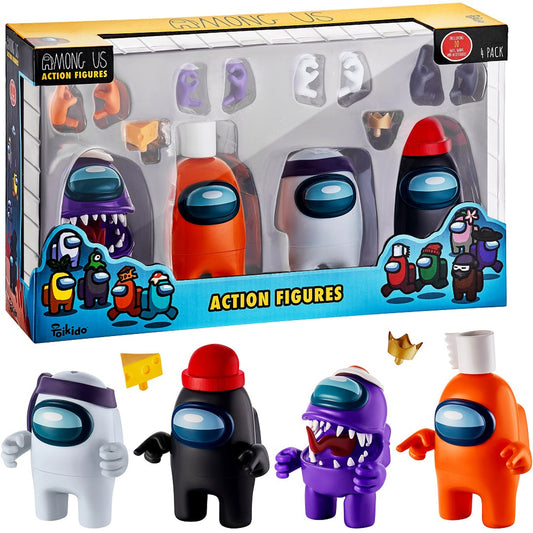 Among Us - Action Figures. 4 pack window box (S1)+ 10 hats, hands & accessories