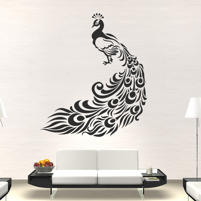 Black Peacock Wall Decal - emarkiz-com.myshopify.com